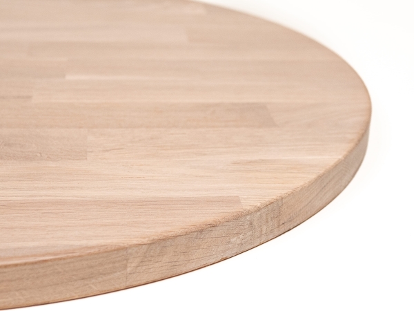 Round Tabletop Worktop Oak Select Natur, finger jointed lamellas, 26 mm, white oiled